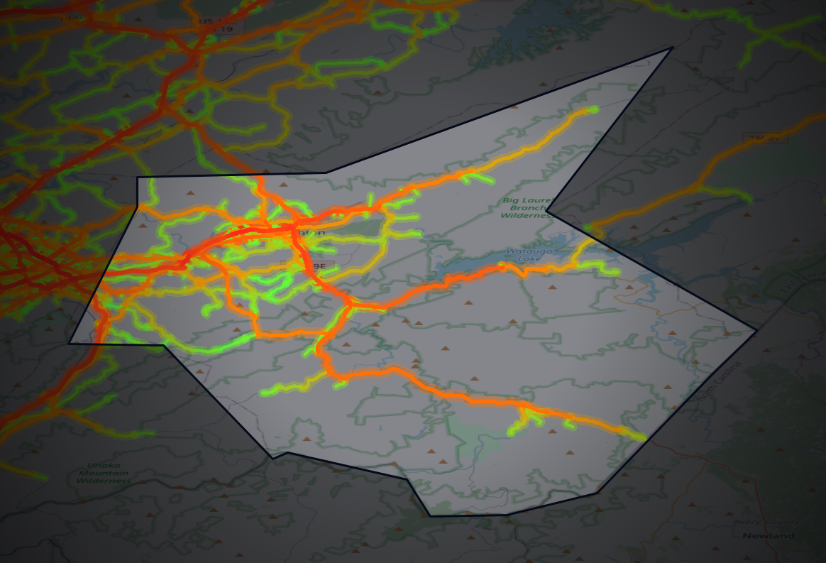 Traffic map of Carter, Tennessee