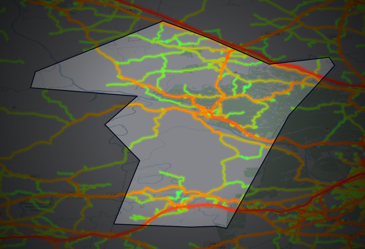 Traffic map of Cheatham, Tennessee