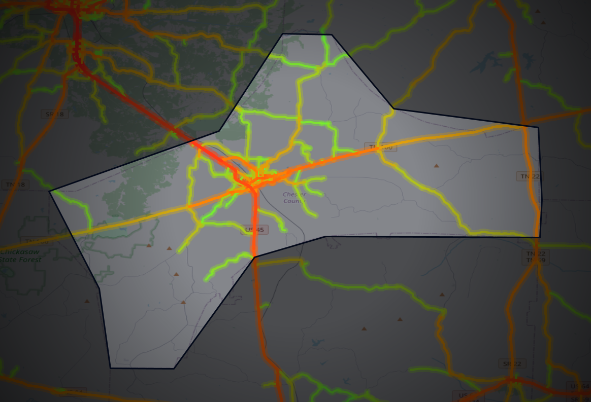 Traffic map of Chester, Tennessee