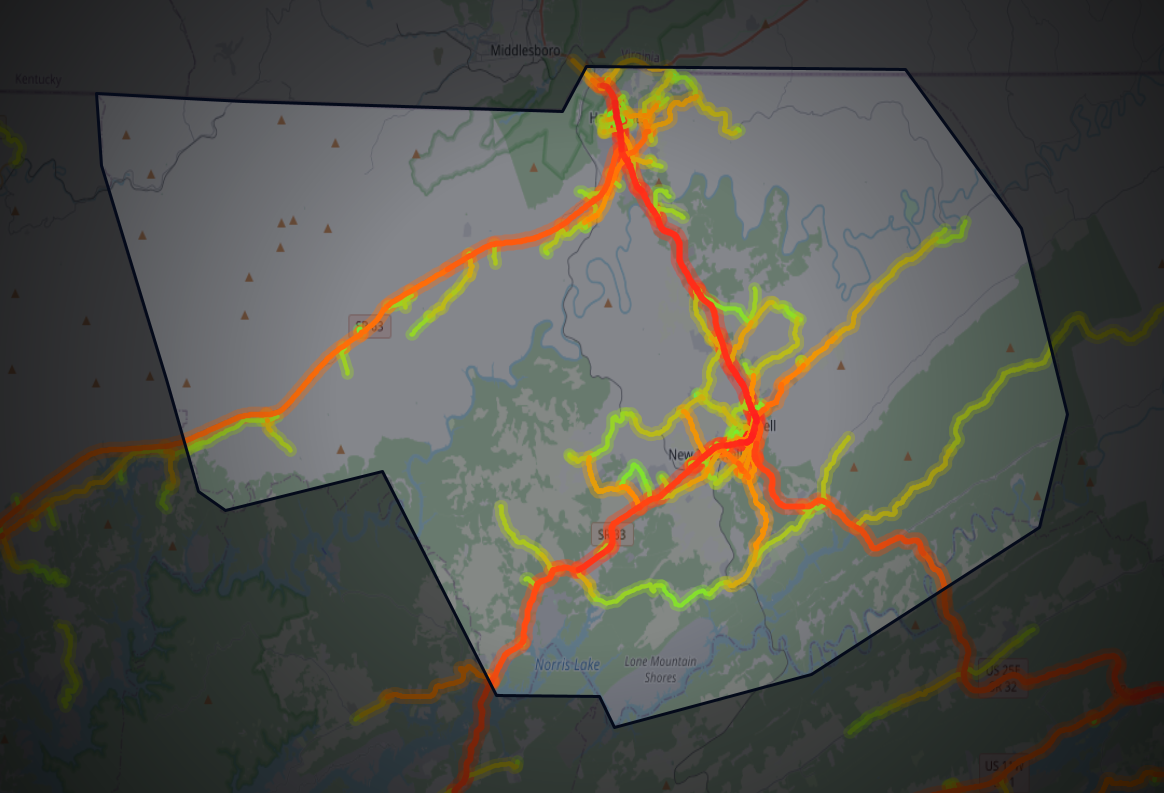 Traffic map of Claiborne, Tennessee