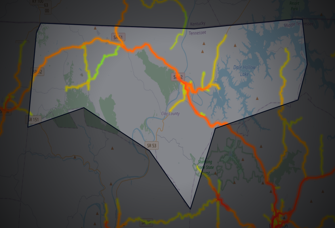 Traffic map of Clay, Tennessee