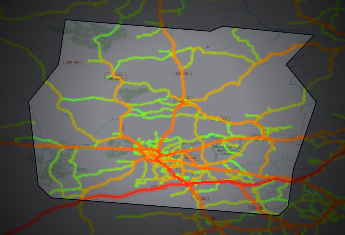 Traffic map of Dickson, Tennessee