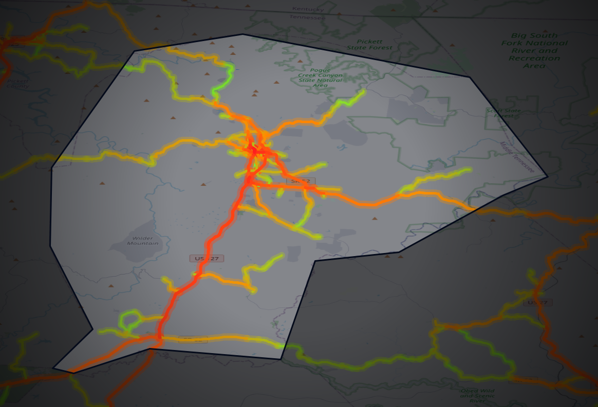 Traffic map of Fentress, Tennessee