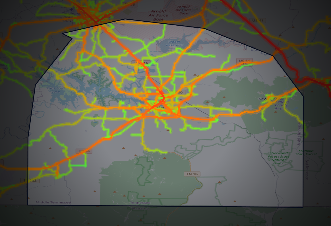 Traffic map of Franklin, Tennessee
