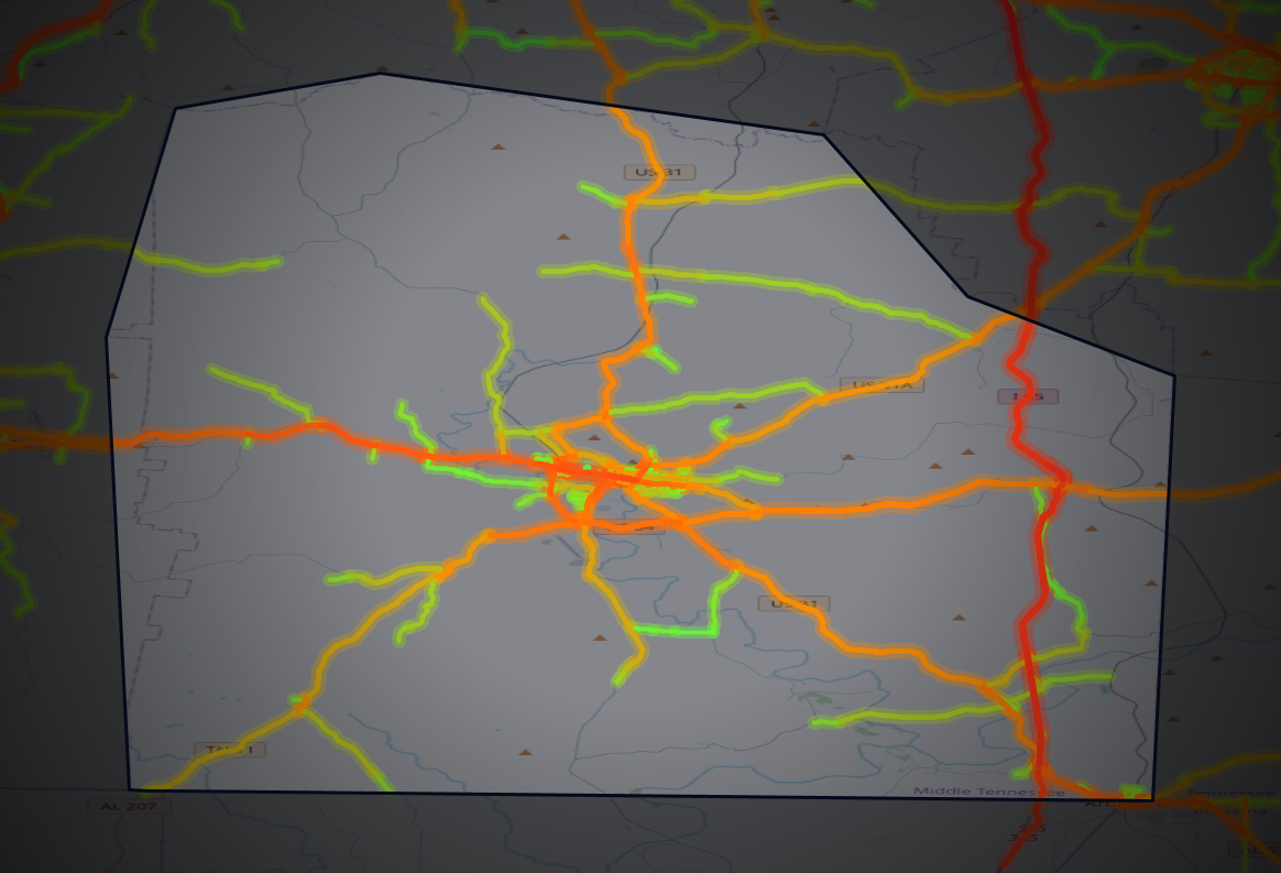 Traffic map of Giles, Tennessee