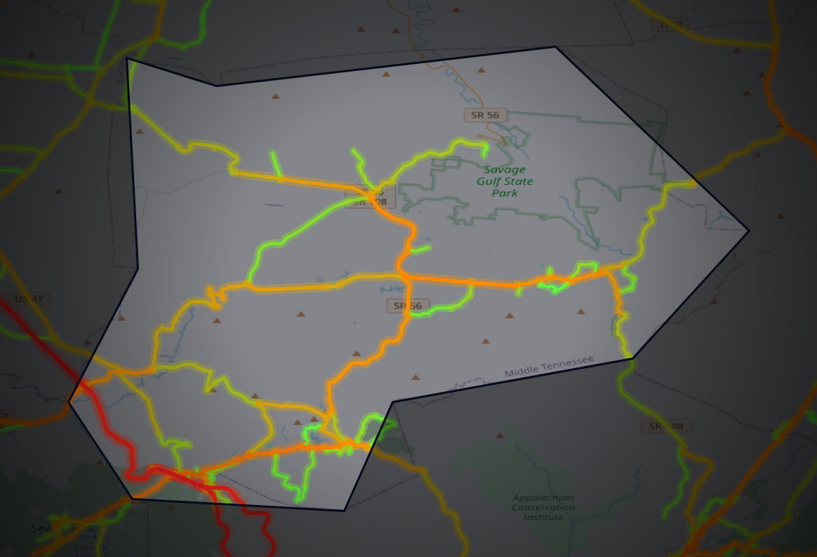 Traffic map of Grundy, Tennessee