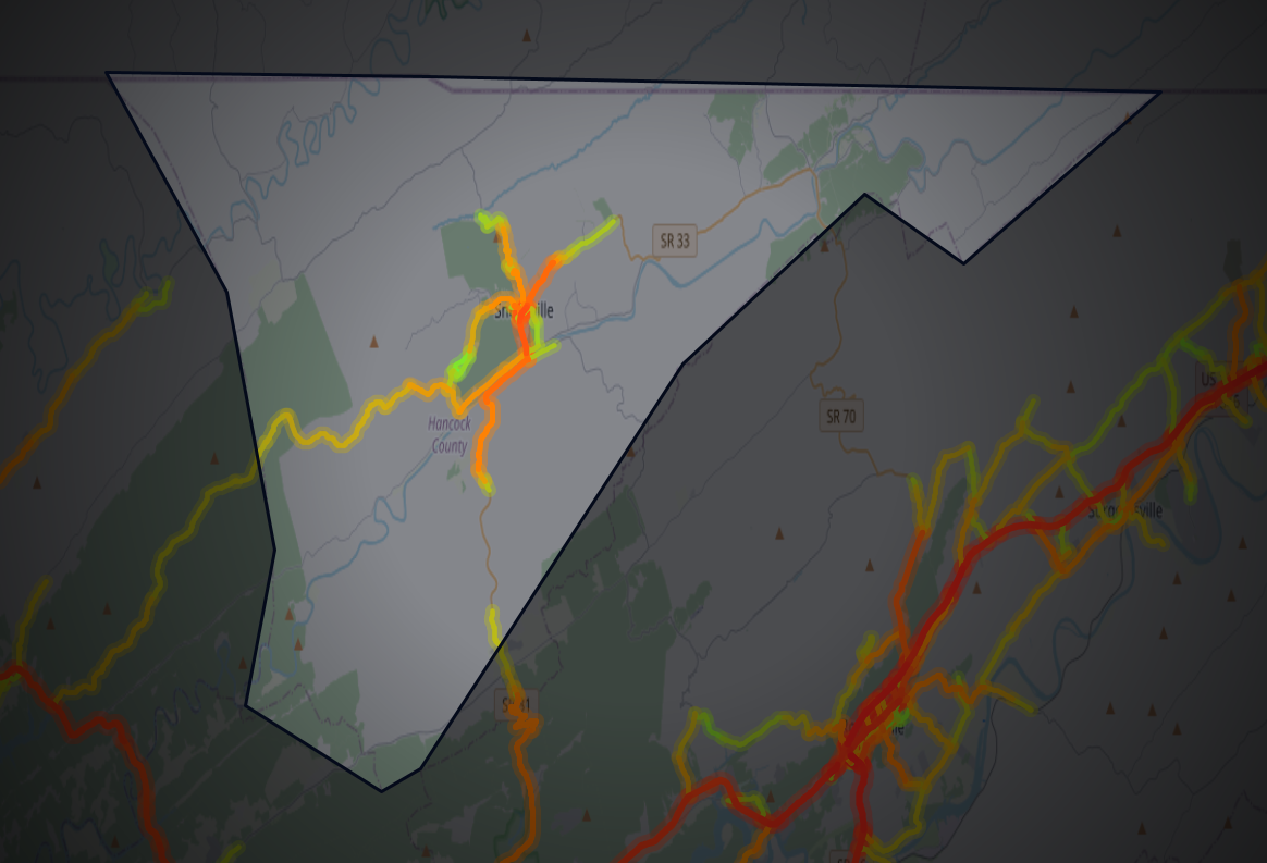 Traffic map of Hancock, Tennessee