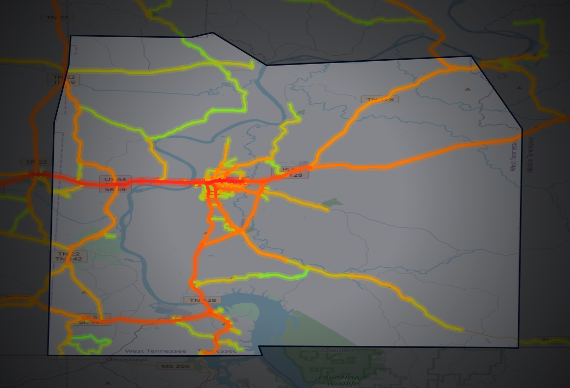 Traffic map of Hardin, Tennessee