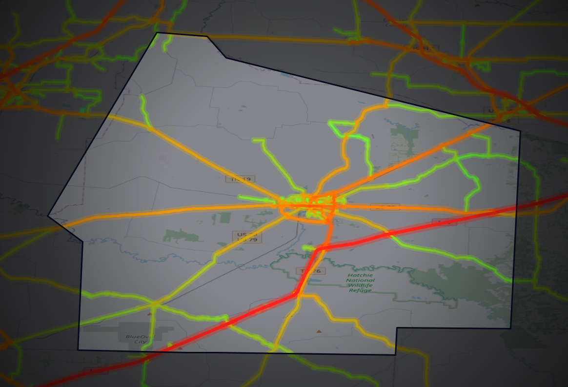 Traffic map of Haywood, Tennessee