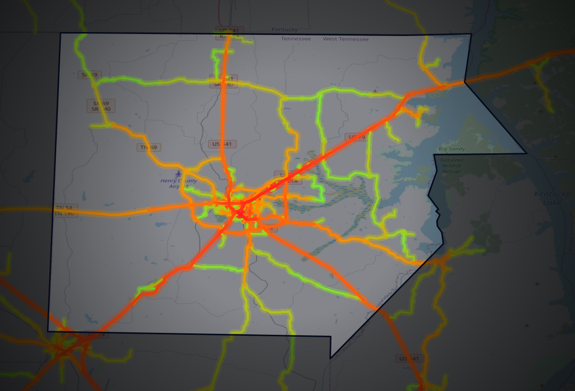 Traffic map of Henry, Tennessee