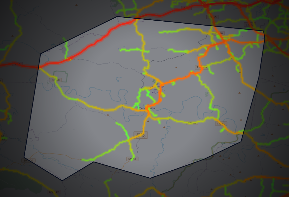 Traffic map of Hickman, Tennessee