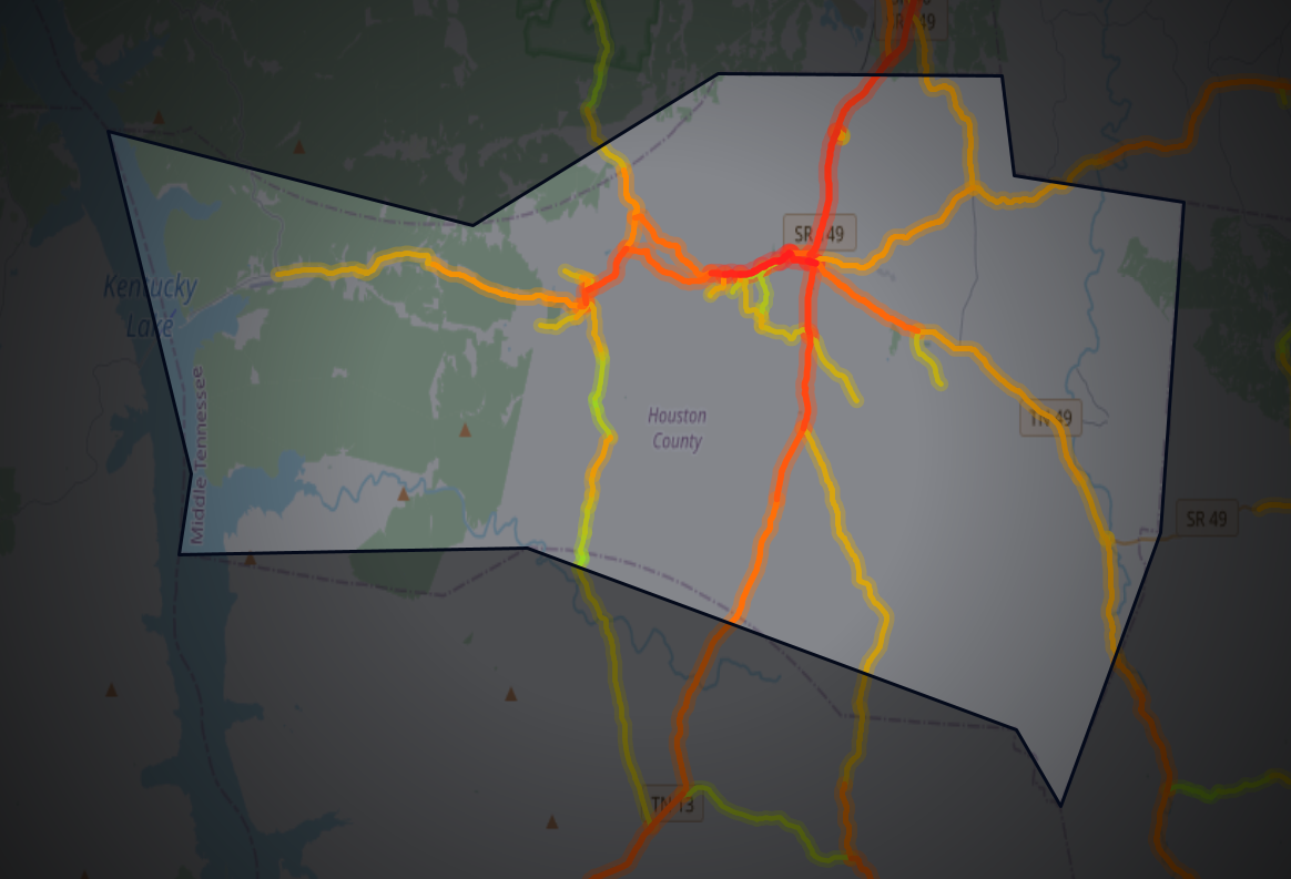 Traffic map of Houston, Tennessee