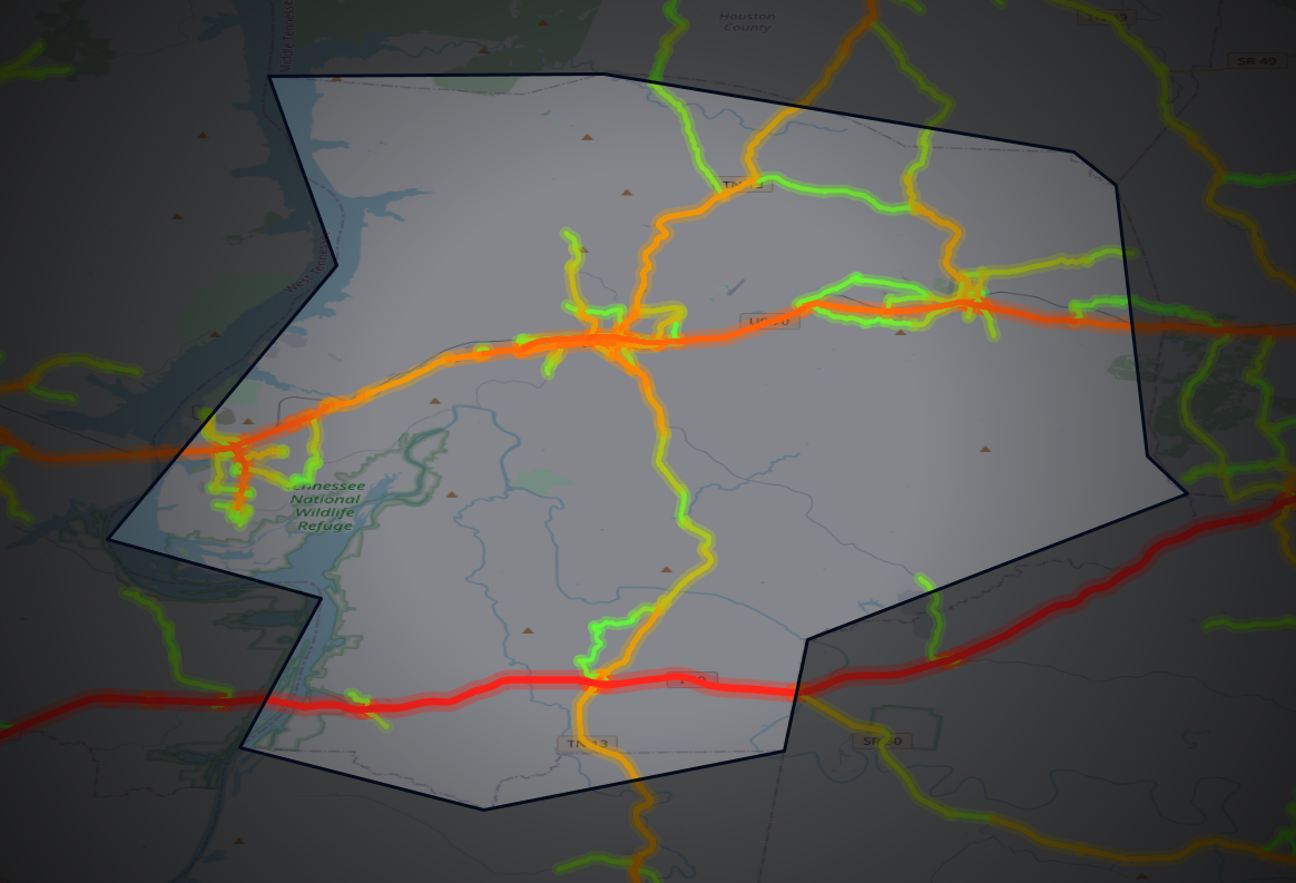 Traffic map of Humphreys, Tennessee