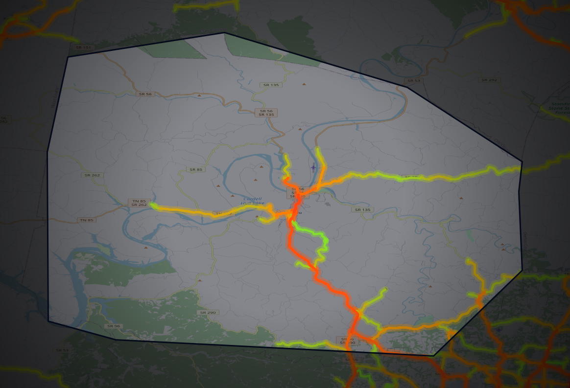 Traffic map of Jackson, Tennessee