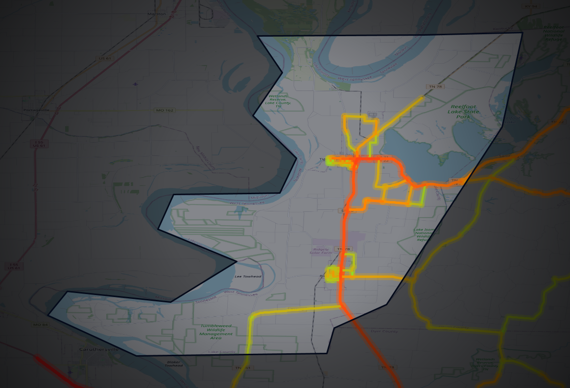 Traffic map of Lake, Tennessee