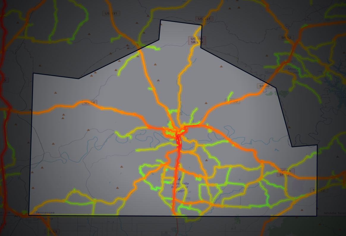 Traffic map of Lincoln, Tennessee