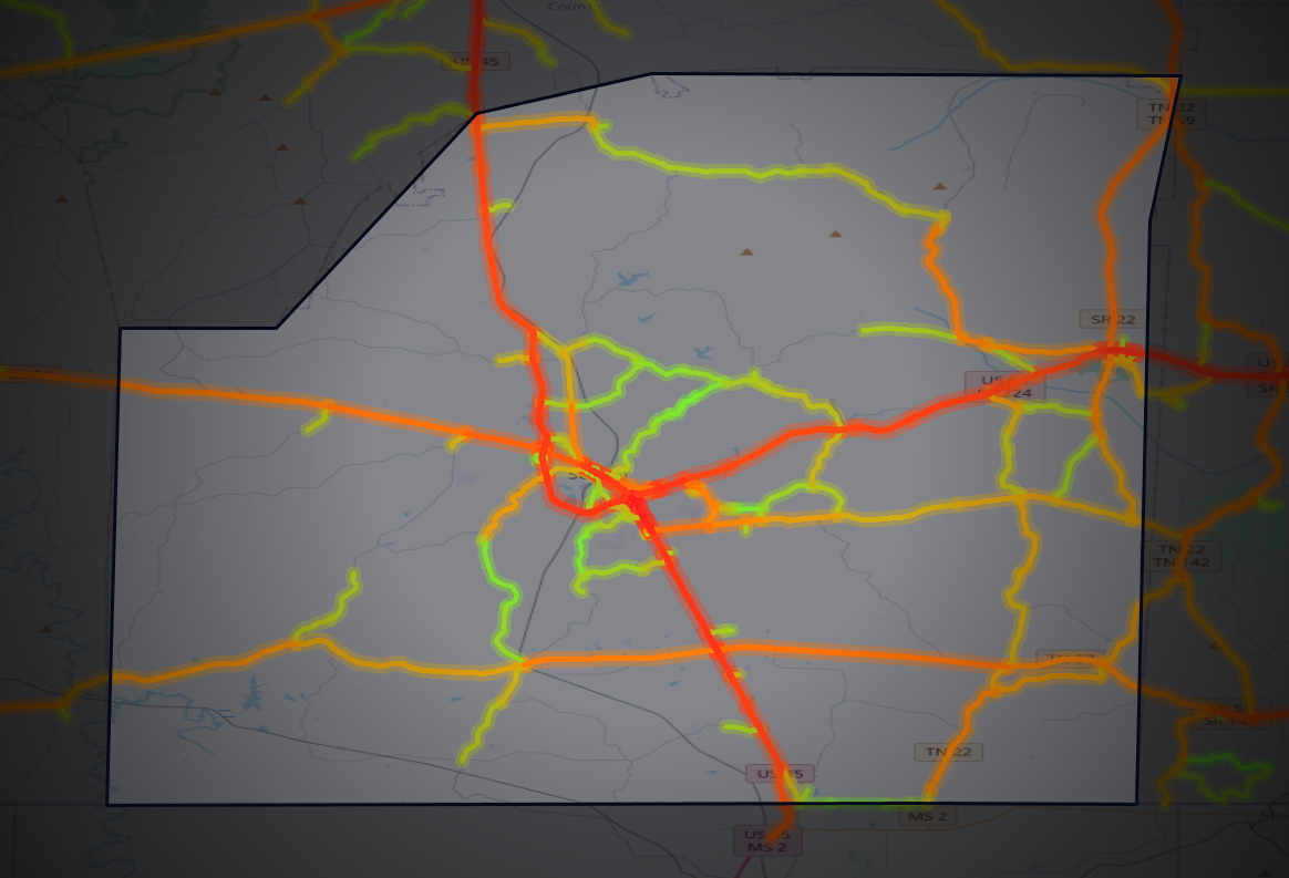 Traffic map of McNairy, Tennessee