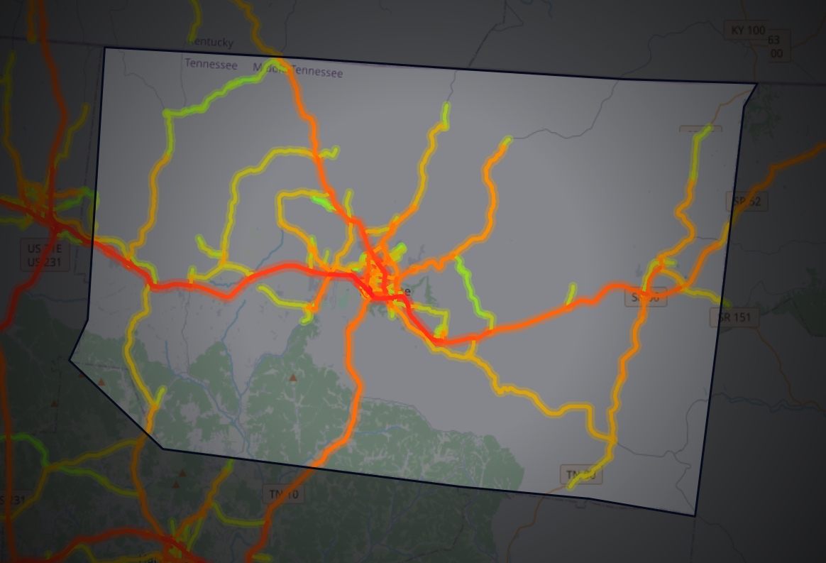 Traffic map of Macon, Tennessee