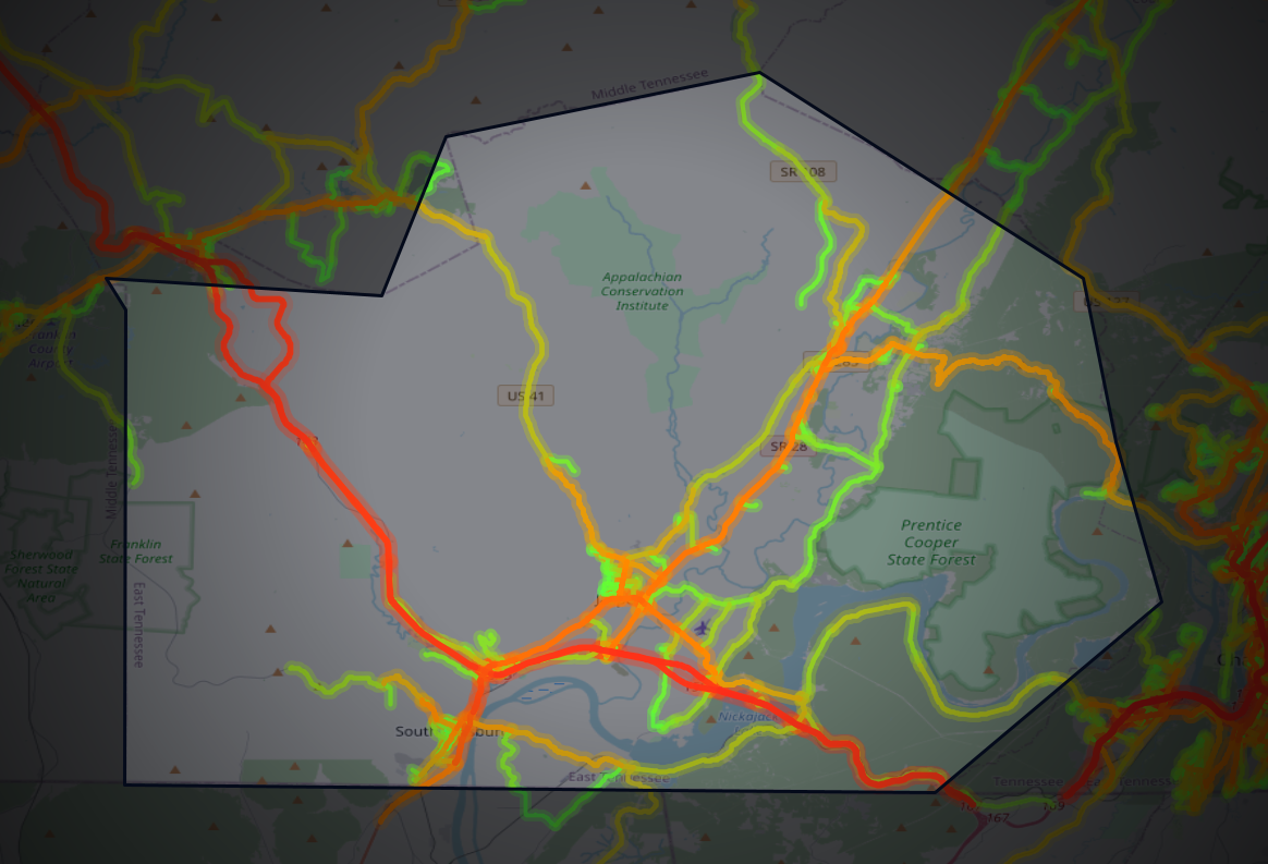 Traffic map of Marion, Tennessee