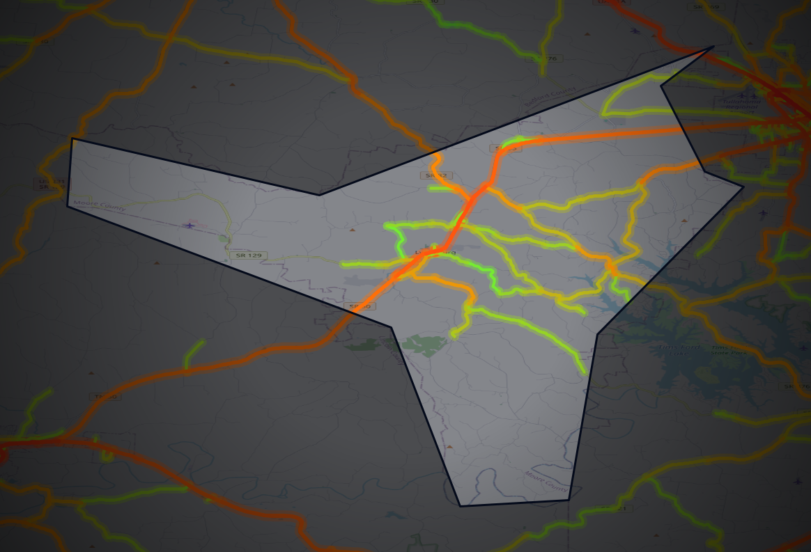 Traffic map of Moore, Tennessee