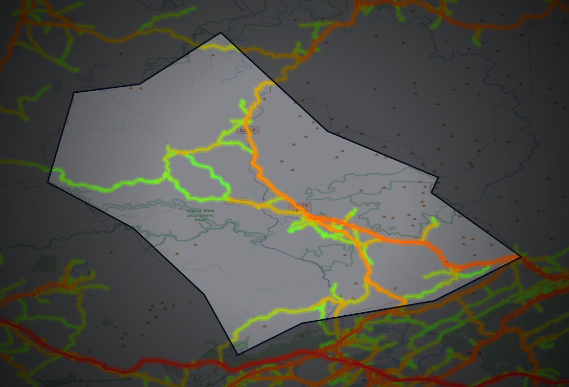 Traffic map of Morgan, Tennessee