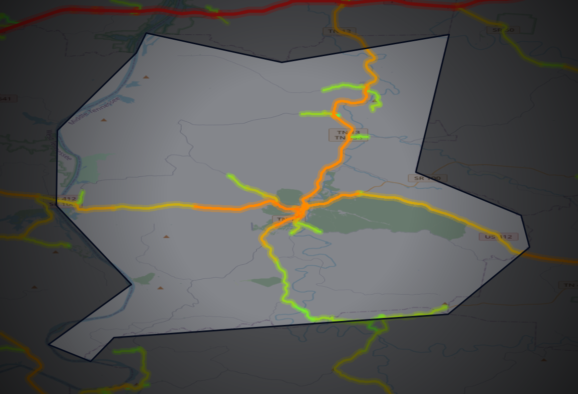 Traffic map of Perry, Tennessee