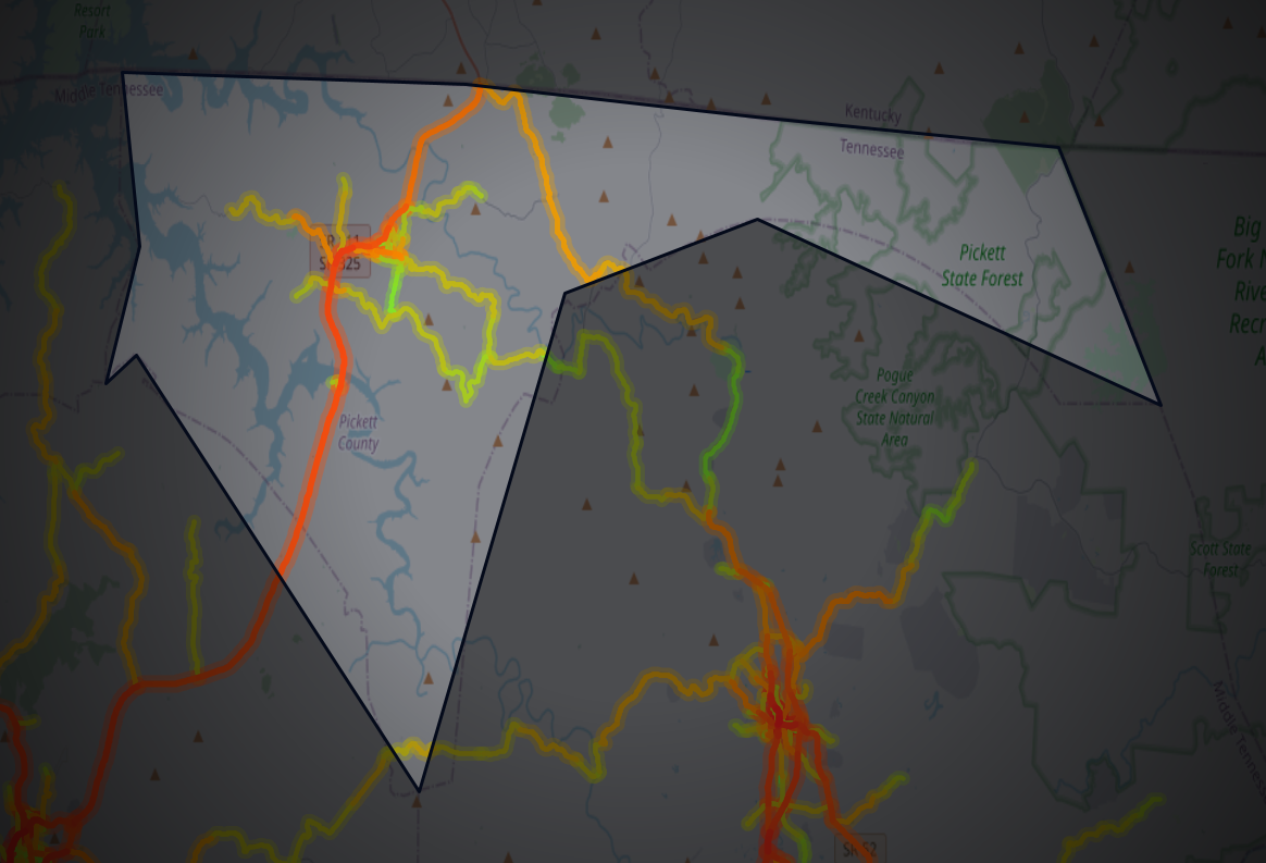Traffic map of Pickett, Tennessee
