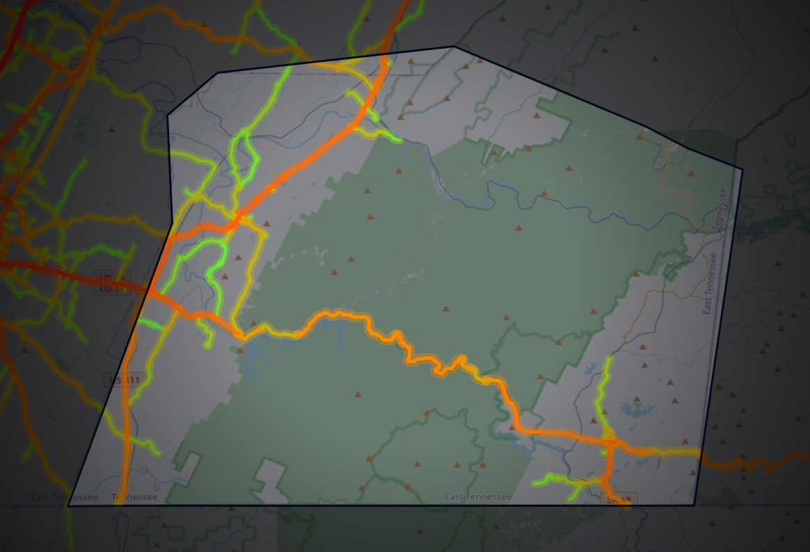Traffic map of Polk, Tennessee