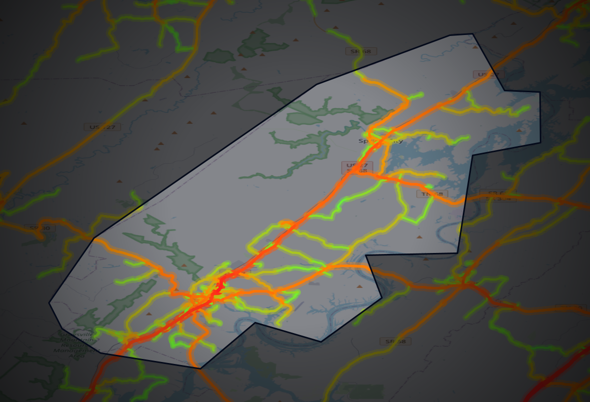 Traffic map of Rhea, Tennessee