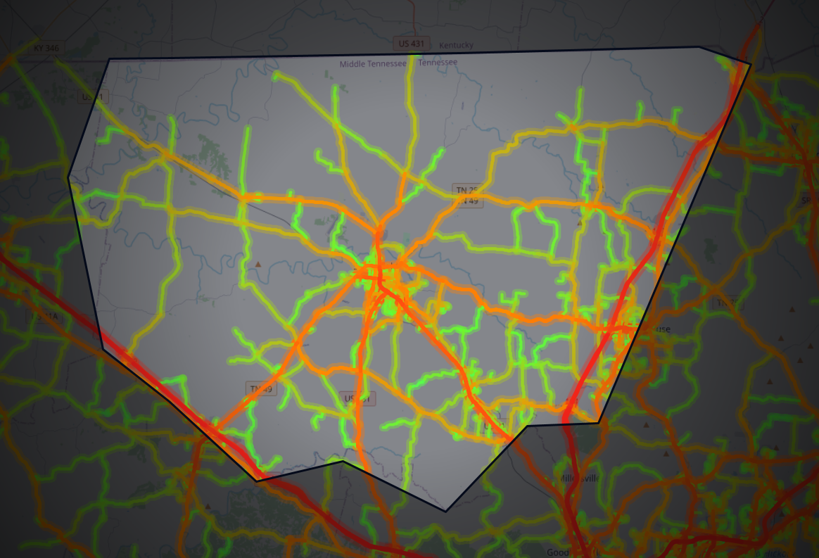 Traffic map of Robertson, Tennessee