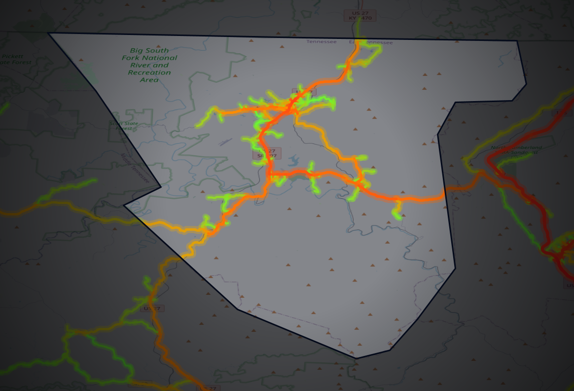 Traffic map of Scott, Tennessee