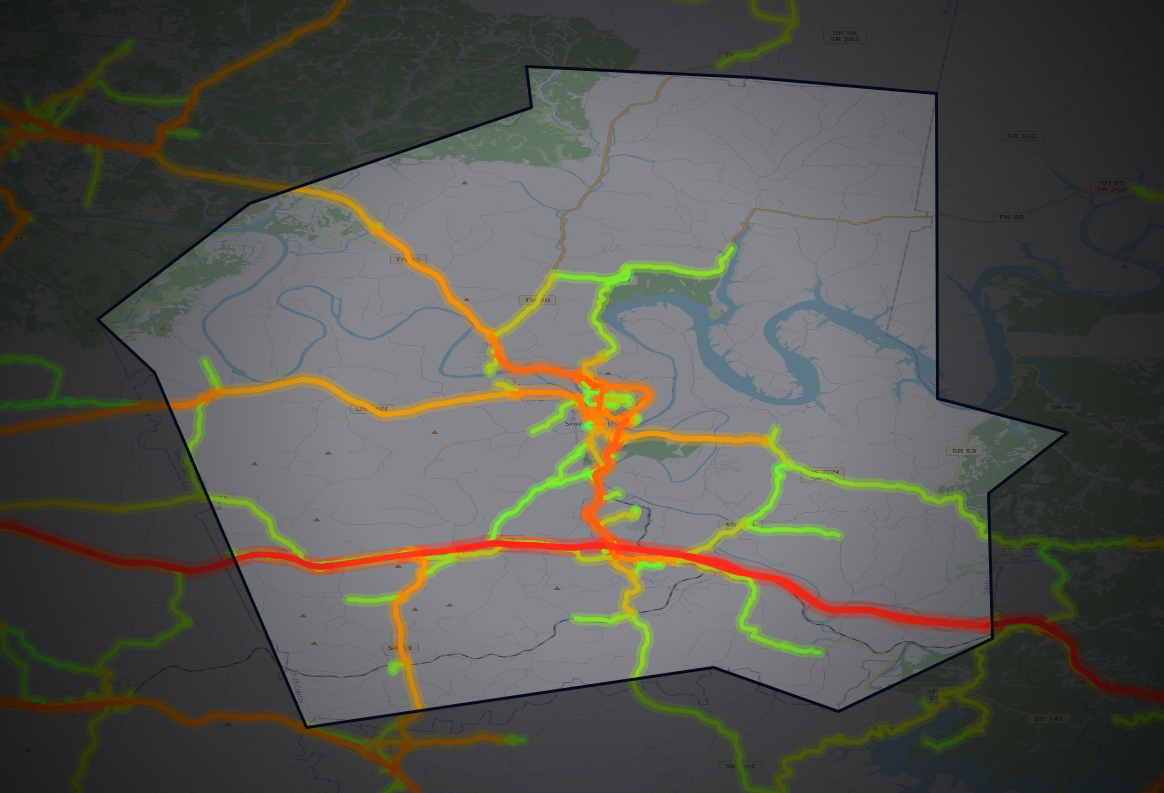 Traffic map of Smith, Tennessee