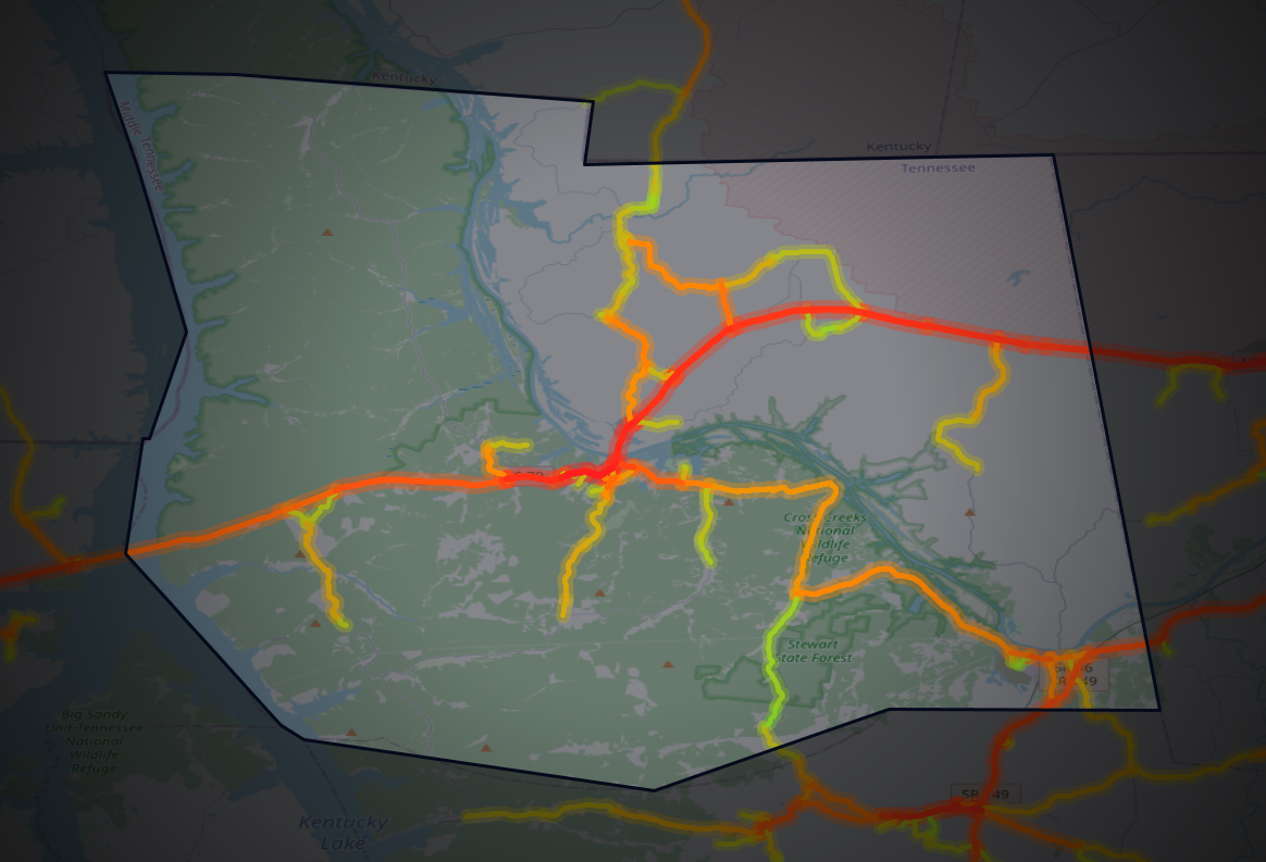 Traffic map of Stewart, Tennessee