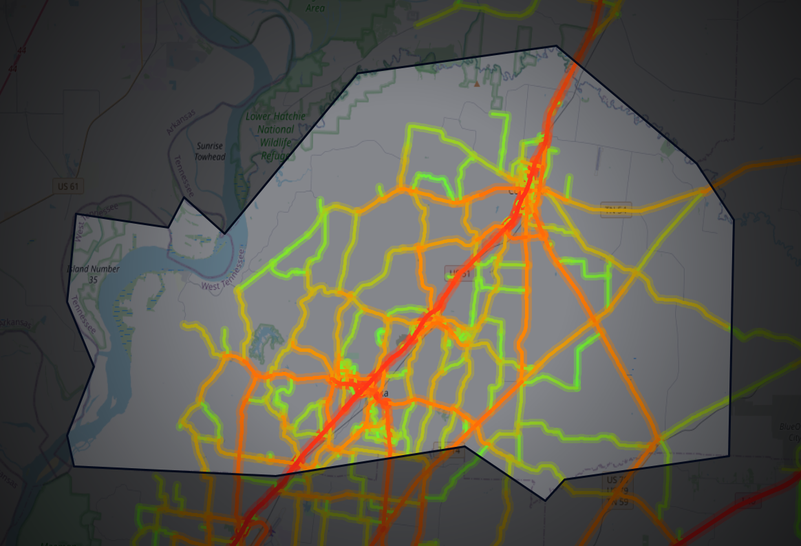 Traffic map of Tipton, Tennessee