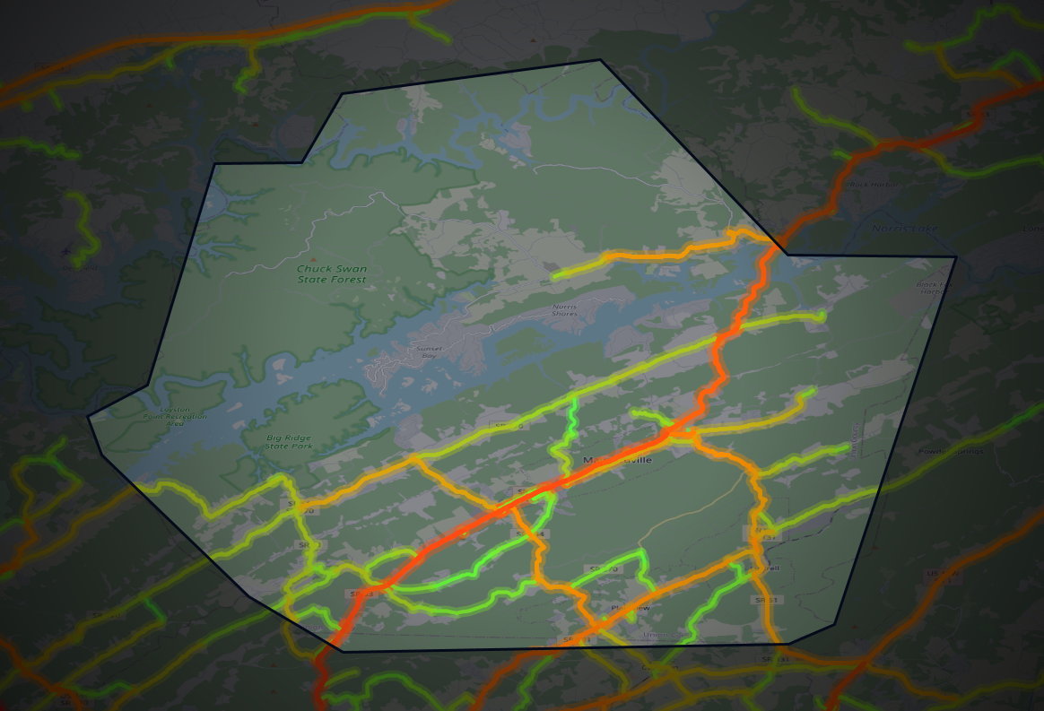 Traffic map of Union, Tennessee