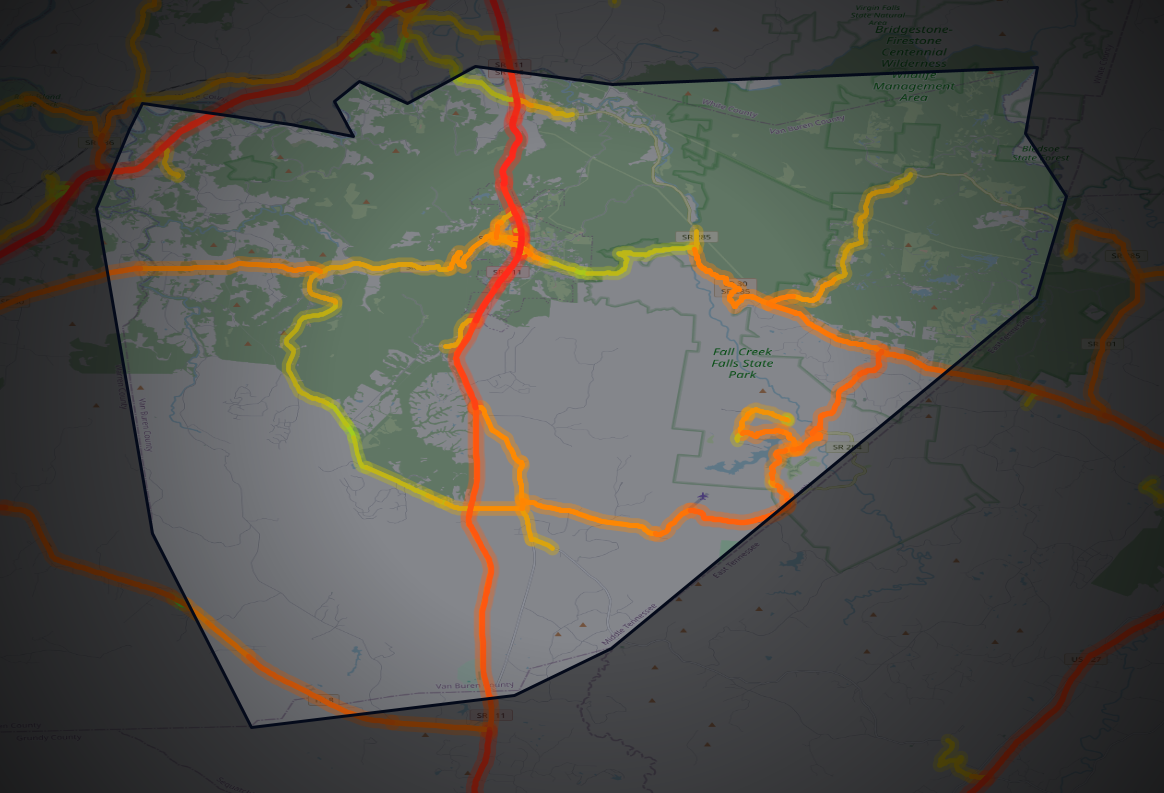 Traffic map of Van Buren, Tennessee