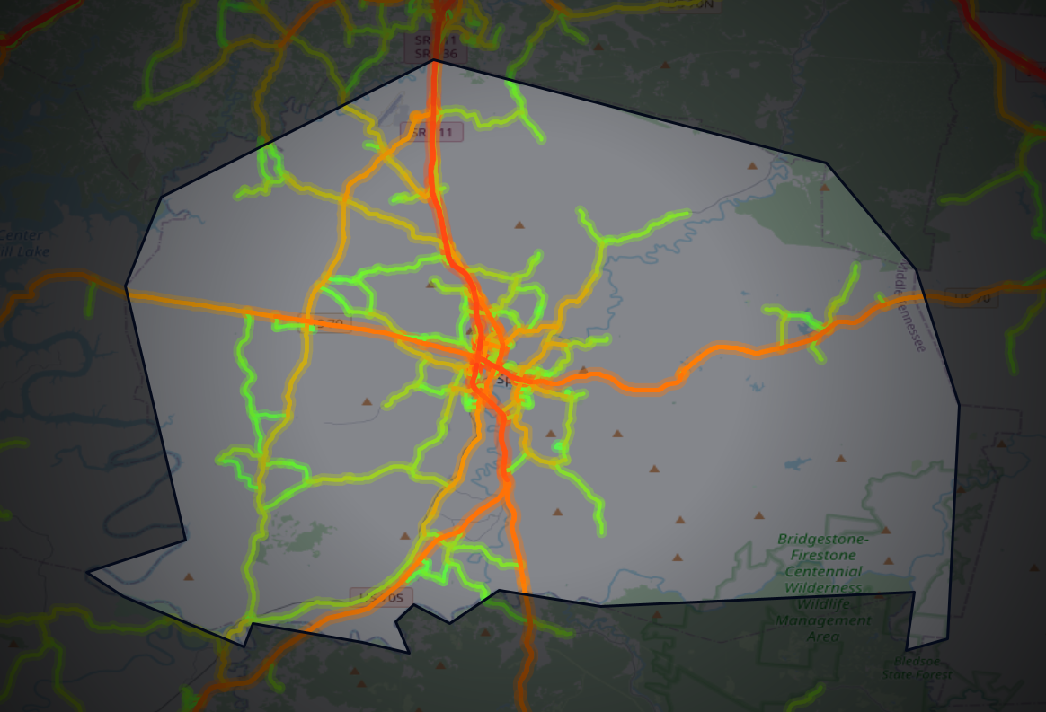 Traffic map of White, Tennessee