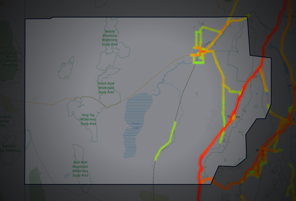 Traffic map of Millard, Utah