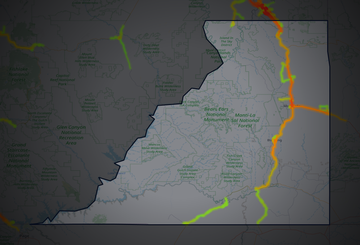Traffic map of San Juan, Utah