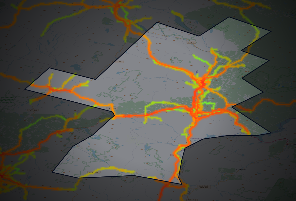 Traffic map of Caledonia, Vermont