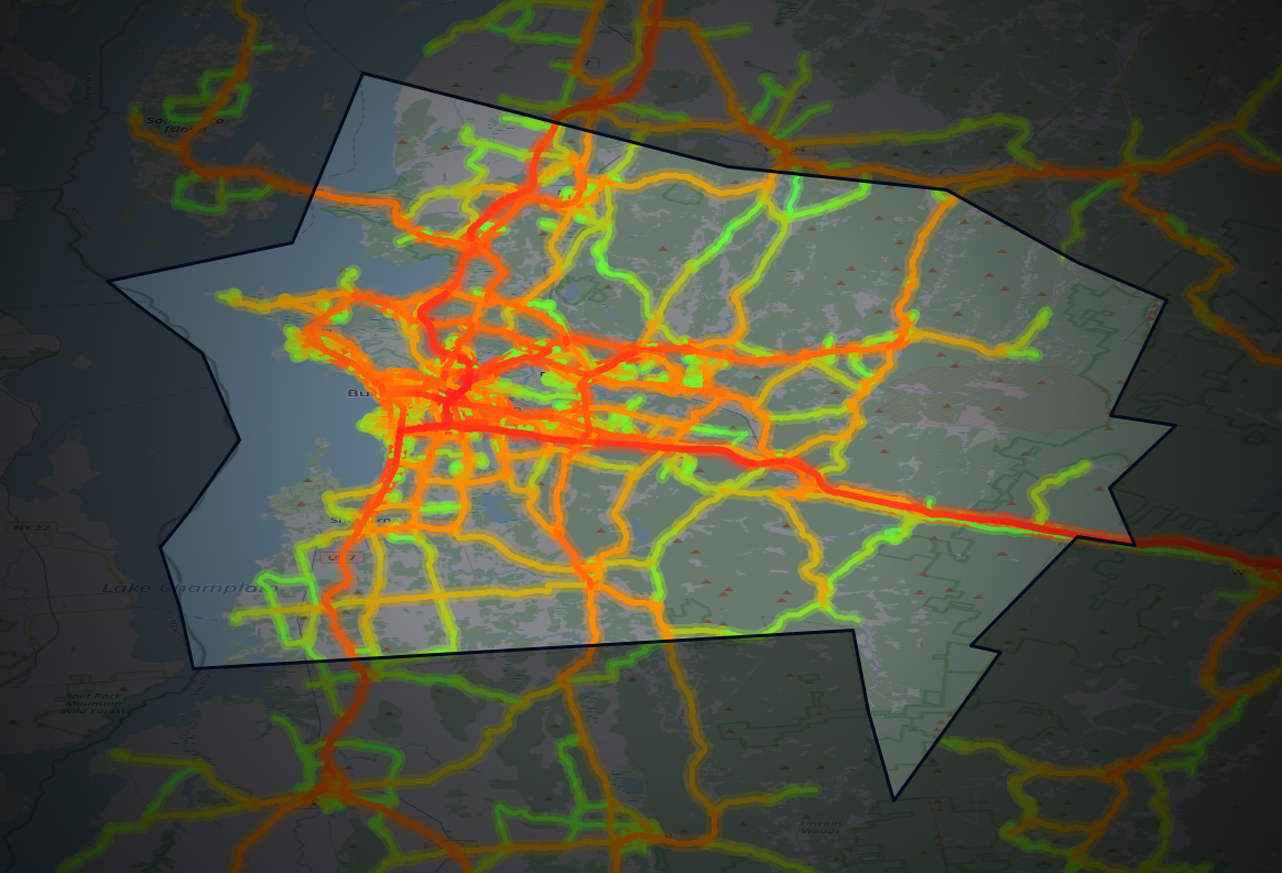 Traffic map of Chittenden, Vermont