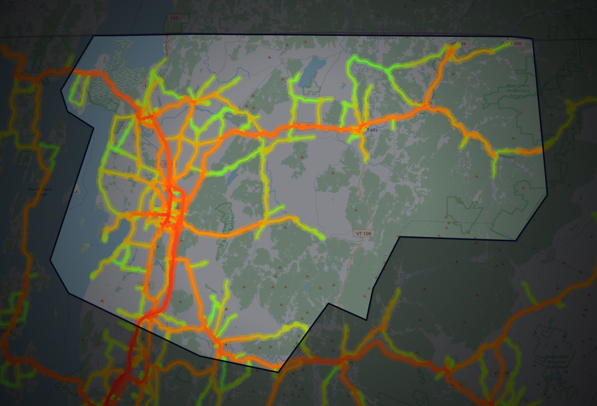 Traffic map of Franklin, Vermont