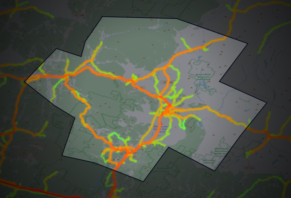 Traffic map of Lamoille, Vermont