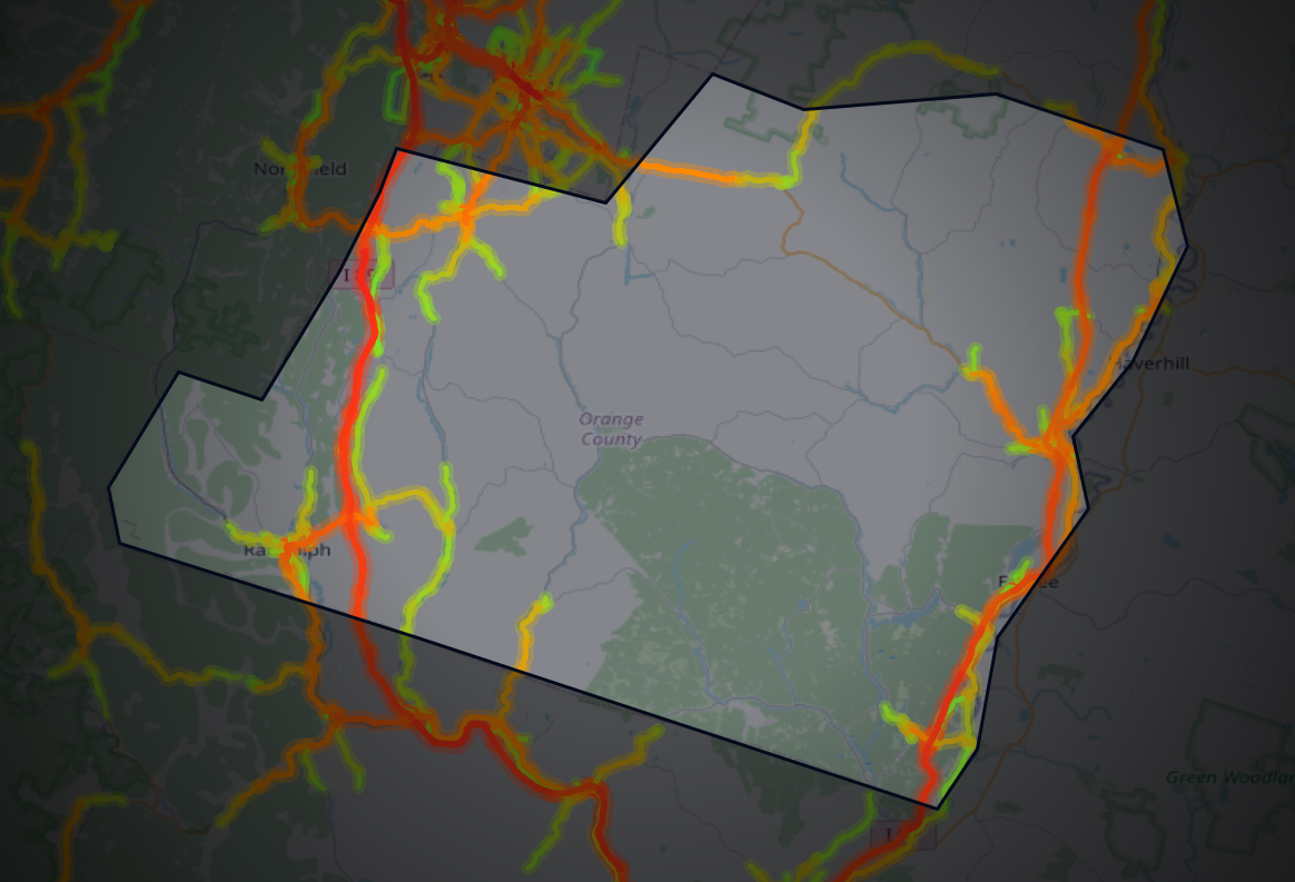 Traffic map of Orange, Vermont