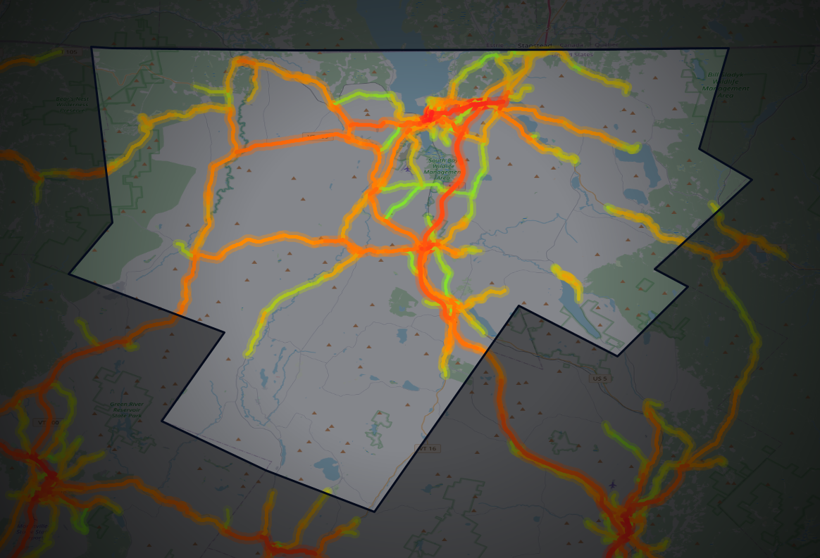 Traffic map of Orleans, Vermont