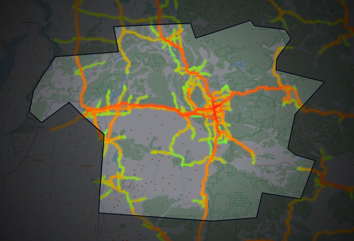 Traffic map of Rutland, Vermont