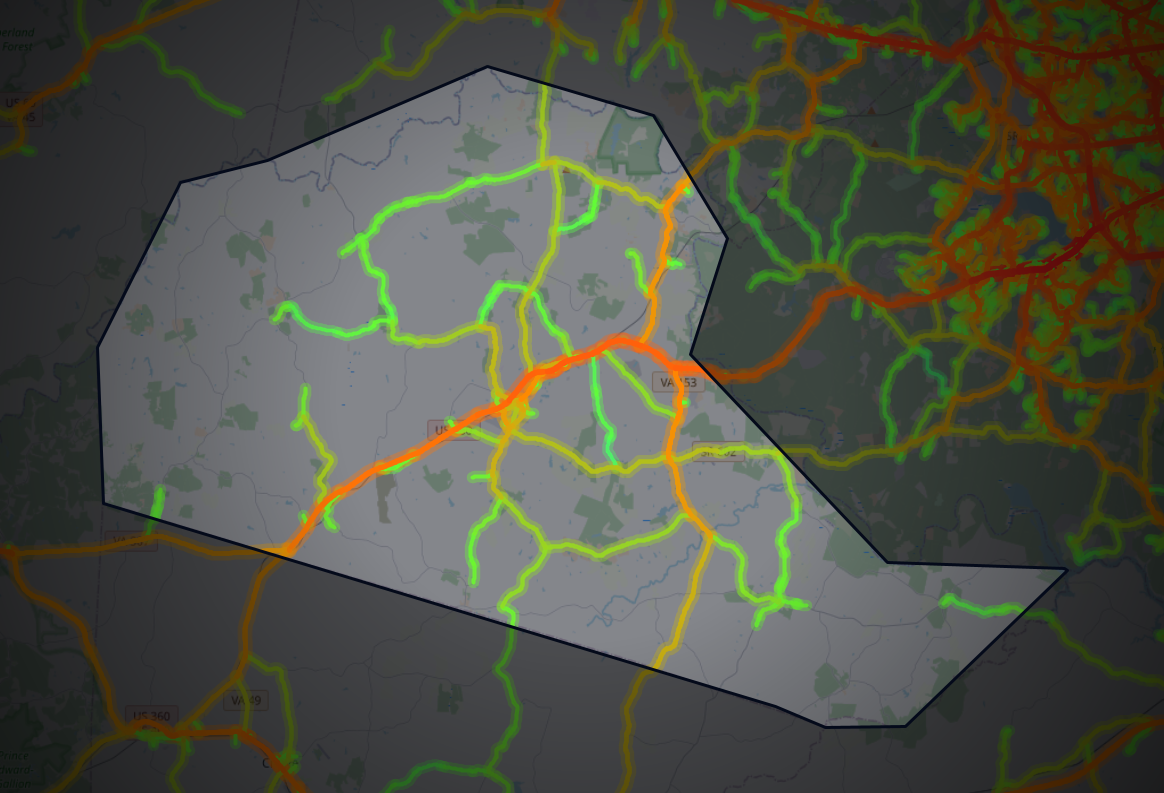 Traffic map of Amelia, Virginia