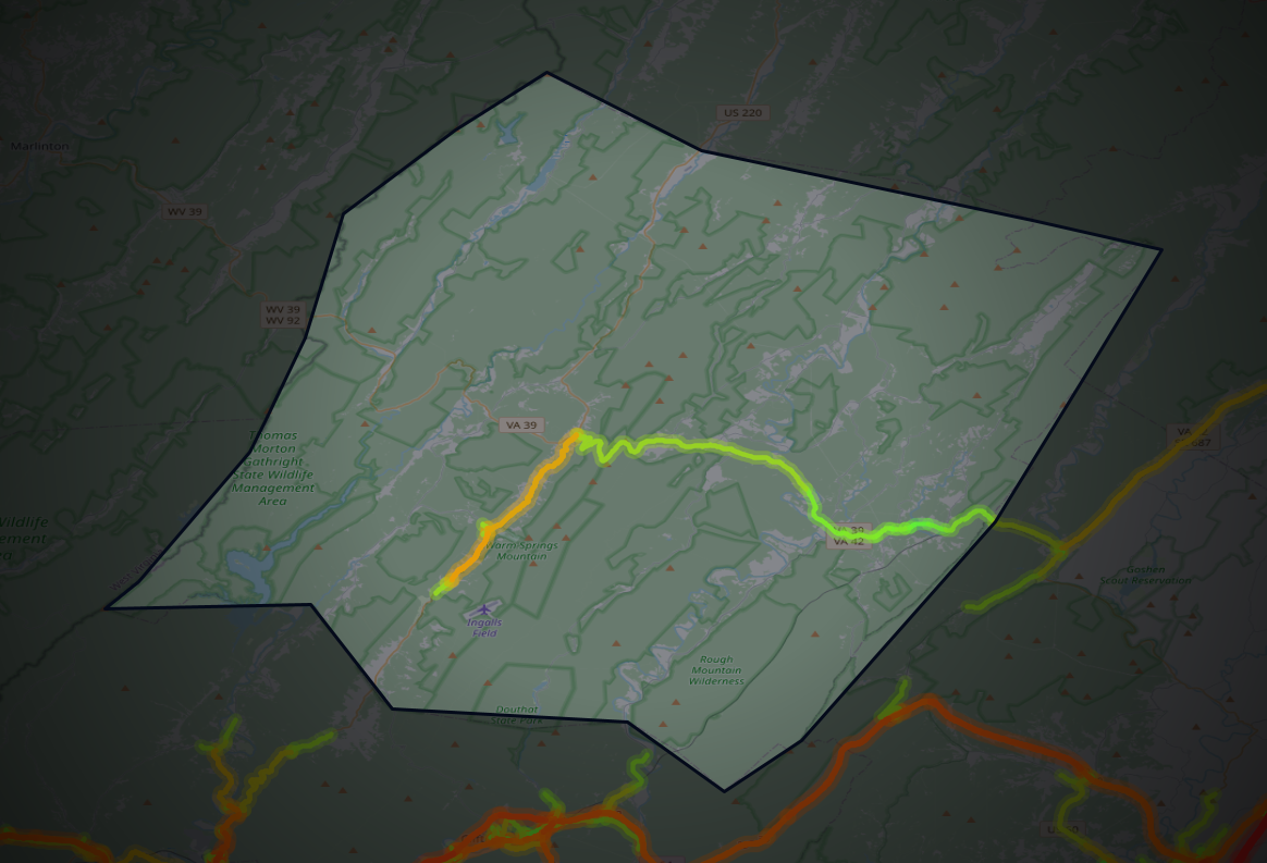 Traffic map of Bath, Virginia