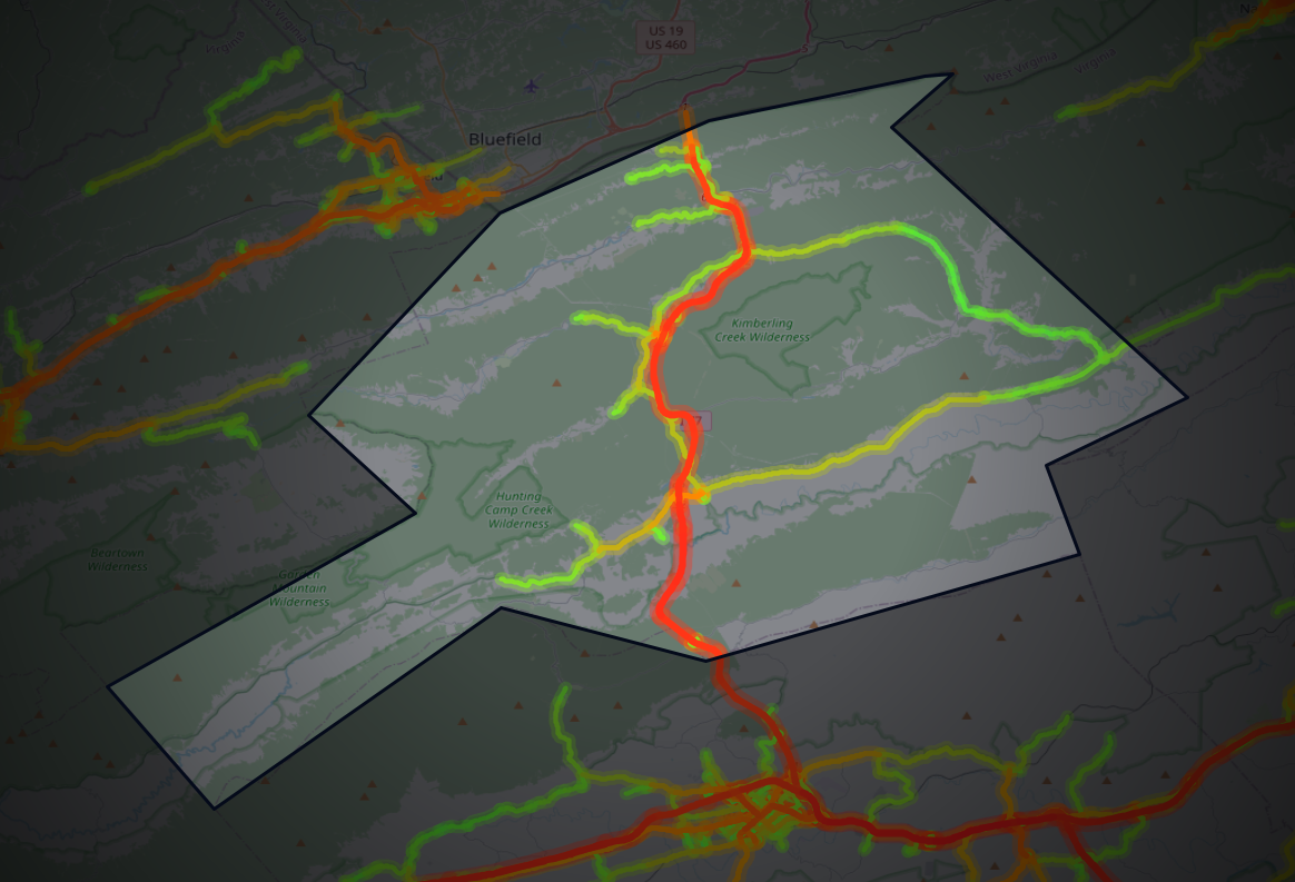 Traffic map of Bland, Virginia
