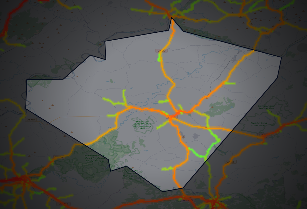 Traffic map of Buckingham, Virginia